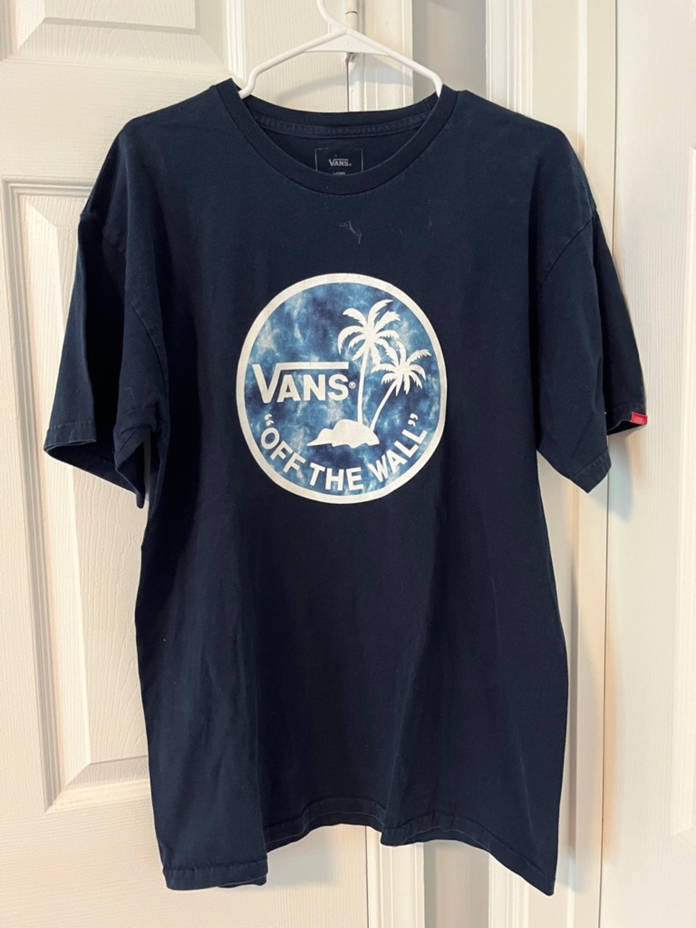 Vans Navy Tee with White and Blue Tie-Dye Palm Logo